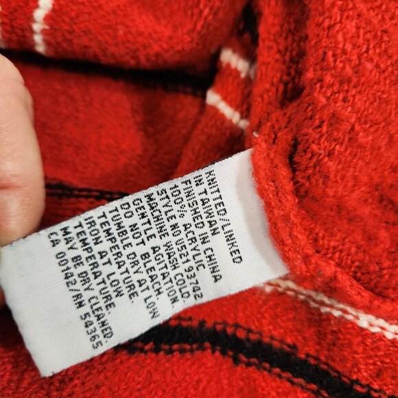 Vintage Alia Red Sweater Wide Stripe Womens Large - Picture 8 of 10